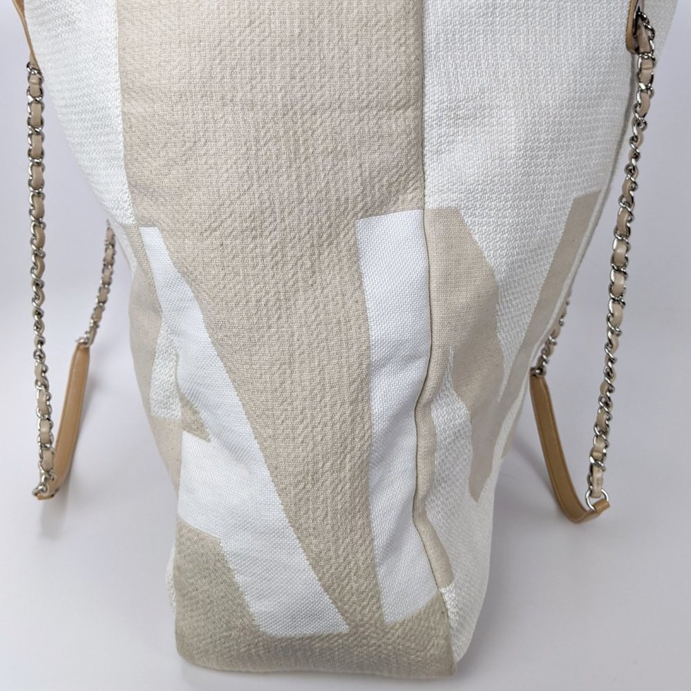 SOLD Chanel 18P Beige Canvas Large  Deauville Tote - Picture 5 of 12